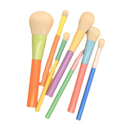 China Facial Brush Stiffener Beauty Cosmetic Set 7 Pcs Matte Handle Fashion Color Rainbow Makeup Brush for sale