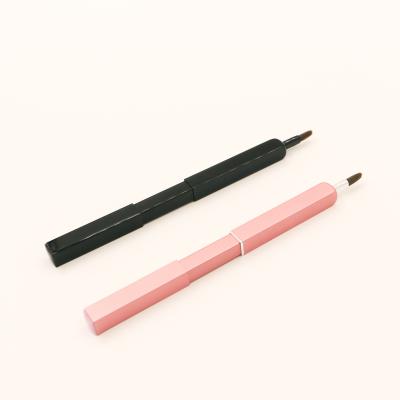 China Wholesale Portable Black Pink Lip Concealer Retractable Lip Case/Metal Makeup Brush for sale