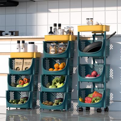 China 2021 Hot Sale Wholesale Multifunctional Plastic 2 Layer Kitchen Fruit Storage Vegetable Storage Rack Viable for sale