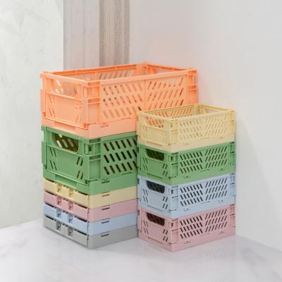 China Home Office Stacked Organizer Stocked Folded Plastic Basket Small For Wholesale for sale