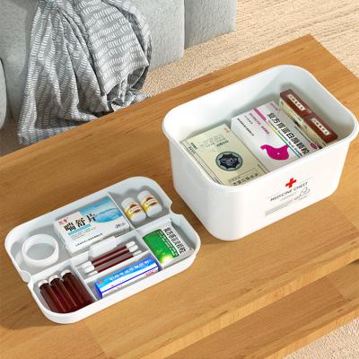 China Large Portable Plastic Viable Storage Container Medicine Box Organizer Household Emergencies First Kit Pill Case 2-Tier for sale