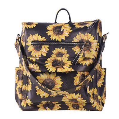 China Hot Selling Style Comfort Women's Summer Design Bohemian Sunflower Bags Handbag Travel Backpack for sale