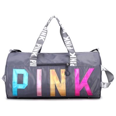 China Wholesale Pink Duffel Bag Fashion Sports Gym Duffel Bag Women Portable Stylish Weekend Glitter For Girls for sale