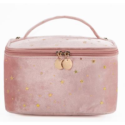 China Fashion Soft Plush Stars Printed Makeup Bag Fashion Printed Cosmetic Bag for sale