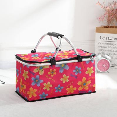 China Custom Insulated Logo Foldable Picnic Tote Cooler Bags Custom Insulated Folding Basket Lunch Bags for sale