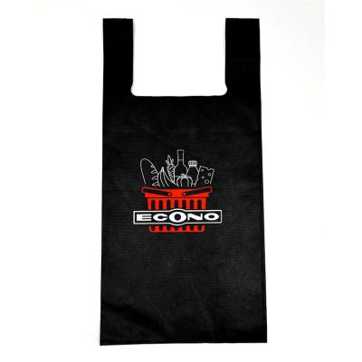 China Cheap Wholesale Custom Promotional Recycled Handled Carry Non Woven T Shirt Vest Bag for sale