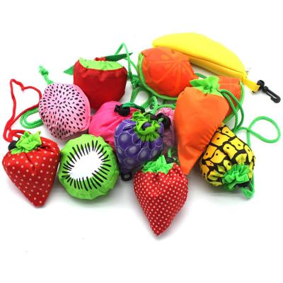 China Strawberry Folding Polyester Shopping Bag Eco-Friendly Foldable Reusable Compact Eco Recycling Reusable Grocery Bag for sale