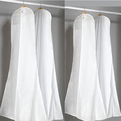 China Storage Custom Printed Nonwoven White Dress Fabric Zippered Folding Garment Bag Wedding for sale