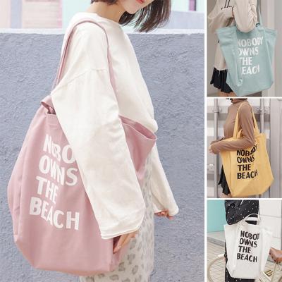 China High Quality Custom Handled Logo Beach Shoulder Plain Canvas Shopping Bag With Handle for sale