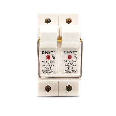 China Original CHNT Chint Fuse Base RT28N-63X 2P 63A Lamp Without Fused Core 14*51 RT28N-63X 2P for sale