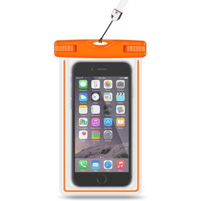 China Pocket Fluorescent Waterproof Mobile Phone Bag Dry Bag For iPhone 12 pro XS XR Max X 11 pro Max Orange for sale