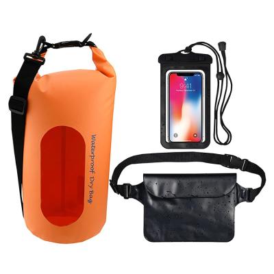 China 30L Waterproof Waterproof Dry Bags With Clear Window Detachable Shoulder Strap For Outdoor Sports Travel for sale