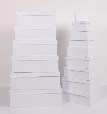 China 1502 Rectangle Lid And Bottom Box Recycled Materials White Gift Boxes Simple Set Of 15 Pcs for sale