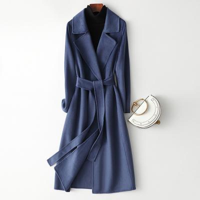 China Breathable New Fashion 2023 High Quality Solid Long Cashmere Wool Long Overcoat Woman Winter Coats for sale