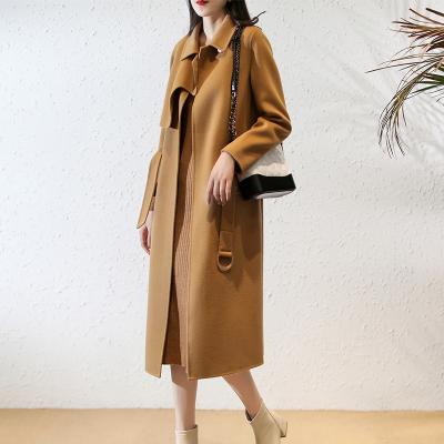 China Breathable 2023 new style Fashion Winter Double-sided Woolen Coat Elegant Cashmere Coat Women's Australia Wool Slim Fit Trench Coat for sale