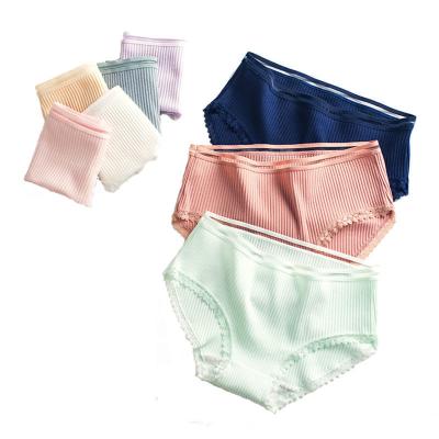 China Wholesale Antibacterial Lace Underwear Women Ladies Seamless Cotton Mid Rise Briefs Panties for sale