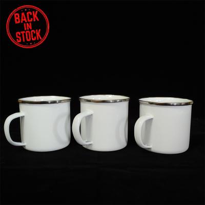 China Sustainable Ready To Ship S017 Sublimation Masks White Enamel Mugs For Christmas Thanksgiving Mother's Day Father's Day for sale