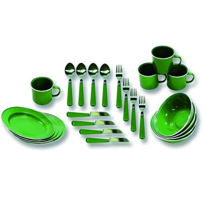 China 2020 European CE Sustainable Certification Enamel Tableware Picnic Camping Set For Gift for sale