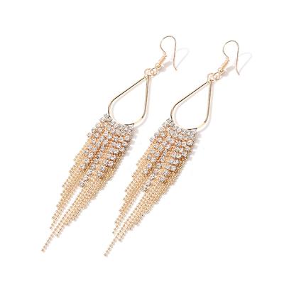 China Crystal Tassel Earrings Women Hair Ear Hook Metal Chain Tassel Accessories Lead Free Nickel Free for sale