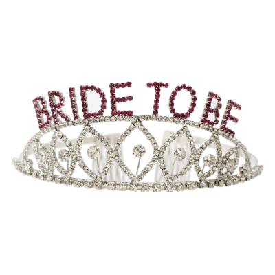 China New Arrival Fashionable Elegant BRIDE Crystal Rhinestone Headband Silver Plated TO BE Crown Wedding Hair Tiaras For Women Girls for sale