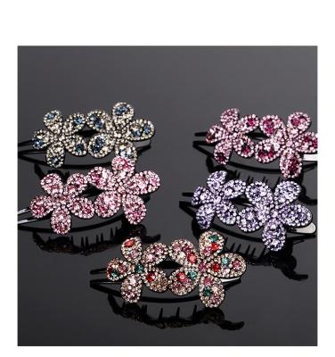 China Crystal Double Flower Hair Accessories Crystal Hair Comb Claw Dovetail Clips Women's Hair Clips Rhinestone New Arrival Eco-Friendly Women's Hair Clips For Women for sale