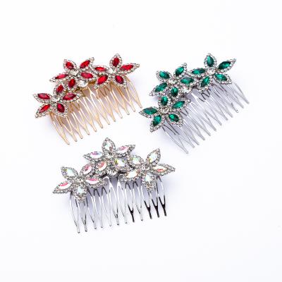 China Luxury Bridal Wedding Hair Accessories Princess Hair Comb For Fancy Hair Comb Woman Rhinestone Crystal Glass Flower Hair Comb for sale