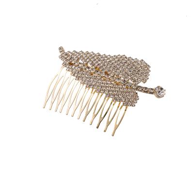 China New Design Fashion Hair Accessories Environmentally Friendly Hair Accessories Leaf Color Diamond Jewelry Comb Wedding Comb Shaped Clip for sale