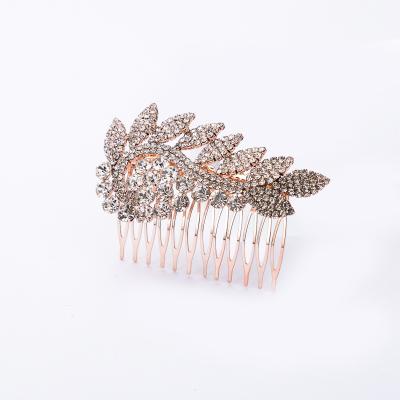 China High Quality Eco-Friendly Brass+ Crystal Rhinestone Leaf Shape Bridal Hair Accessory Women Hair Accessories For Birthday Engagement Gift PartyWedding for sale