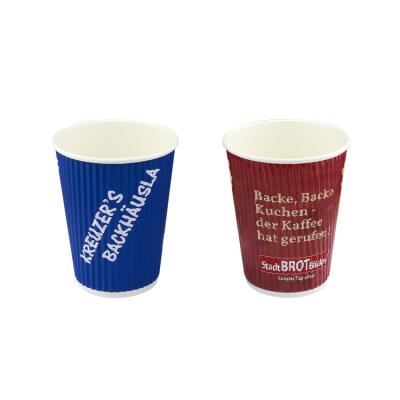 China HAPPYPACK Aseptic Hot Coffee Cups Custom Printing Disposable Beverage Coffee Ripple Wallpaper Cup PE/PLA Hot Free Samples for sale