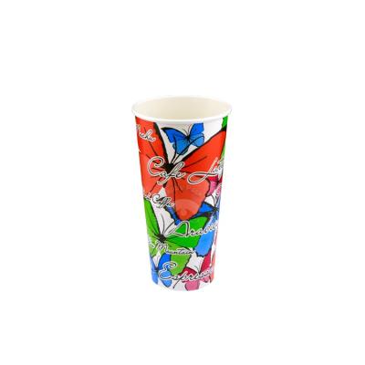 China Wholesale High Quality Disposable Double Color Disposable Cold Drinking Paper Cup 22oz HAPPYPACK Custom Party PE Paper Cup Free Sample for sale