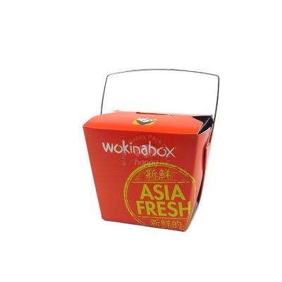 China Disposable Disposable Take Away Fried Chicken Box Packaging Paper Noodle Paper Box With Handle Custom Logo for sale