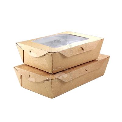 China HAPPYPACK Wholesale Disposable Disposable Take Out Food Paper Box Food Container With Window Color Logo Custom Free Samples for sale