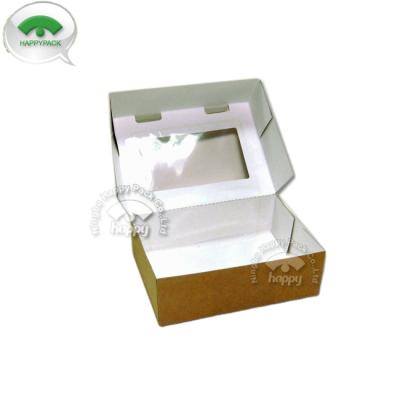 China Happypack disposable paper container color custom eco take away disposable paper cake box with window food packaging boxesfree sample for sale