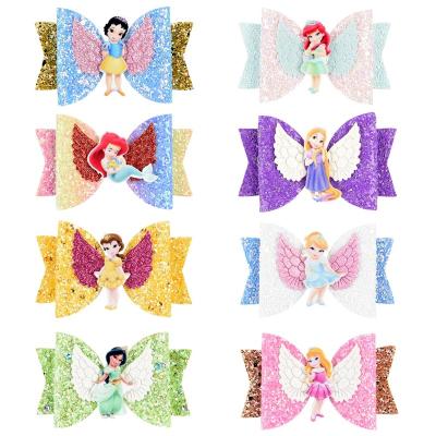 China Hot Sale Children's Decoration Anime Glitter Hair Clip Bow Accessories Glitter Luminous Child Sequin Hair Clip for sale