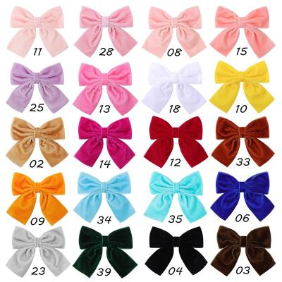 China Children's Decoration Baby Cotton Solid Hair Bows Hair Clips Girls Kids Bow Knot Hair Clips Hairpins Kids Hair Clips for sale