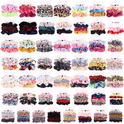 China Wholesale All-match All-match Hair Ring INS Floral Art Large Bowel 6 Cloth Hair Scrunchies Chiffon Satin Rope Net Red Simple Print Scrunchies Custom Made for sale