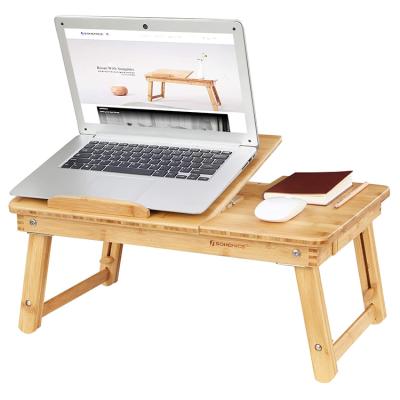 China Adjustable Foldable Table PC Small Laptop Bed Folding Bamboo Computer Desk (Height) for sale