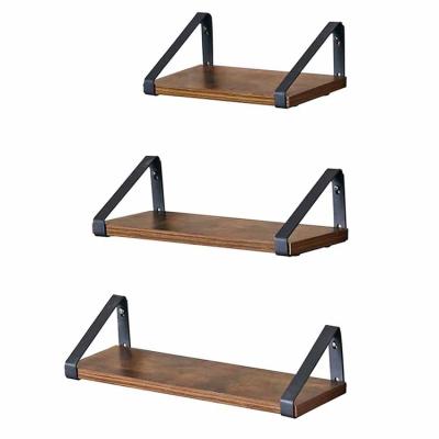 China VASAGLE Rustic Wooden Floating Shelf Living Room Kitchen Bathroom Shelf Display Shelf Vintage Viable Decor for sale