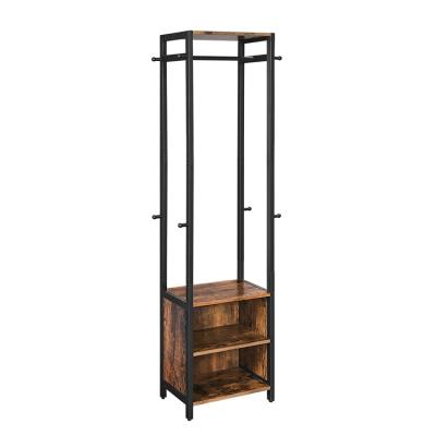 China (Other)Adjustable Metal Dress Form Coat Rack Iron Frame Metal Wooden Coat Rack Shoe Rack Living Room Entryway for sale