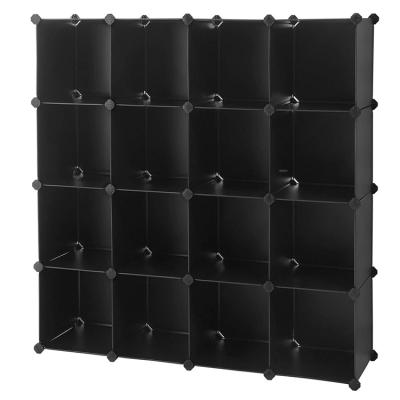 China Modular Living Room Bedroom Bookcase Storage Shelving Cube Storage Organizer Office 16 Cube Bookshelves Cabinet Plastic Viable Cabinet for sale