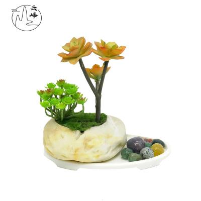 China Stocked/EO-friedfly/To Clean Easy/Not Easy To Break New Design Resin Plant Artificial Potted Bonsai Orchid Artificial Succulent Plants For Home Office Decoration for sale