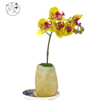 China Stocked/EO-friedfly/to clean easy/not easy to break 2021 New Artificial Phalaenopsis Orchid Flowers Creative Potted Resin Orchid Bonsai For Home Interior Decorations for sale