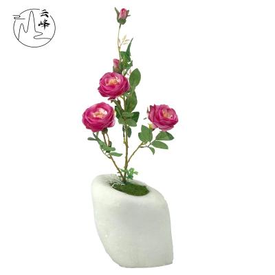 China Stocked/EO-friedfly/to clean easy/not easy to break 2021 Home Decorations Artificial Rose Flowers Plants Orchid Bonsai Resin Creative Flower Potted For Indoor Decor for sale