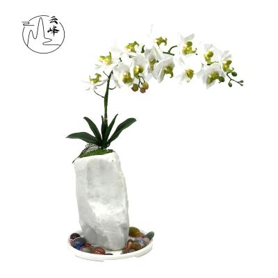 China Stocked/EO-friedfly/to clean easy/not easy to break Creative Resin Flower New Large Phalaenopsis Flowers Plants Artificial Orchid Bonsai Potted For Home Decor for sale