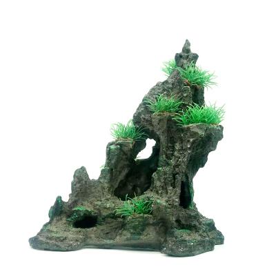 China Large Resin Ornaments Rock Garden Decorations Viable Artificial Plants Ornament Aquarium Rocks for sale