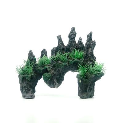 China Sustainable Aquarium Ornaments Resin Artificial Plants Ornament Rocks Aquarium Decoration for sale