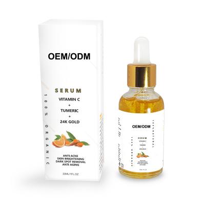 China Hot Selling Moisturizing 30ML Deep Wrinkle Anti Aging Moisturizer Anti Whitening Serum Vitamin C Turmeric 24K Gold Super Serum for sale