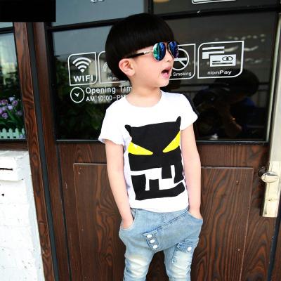 China Fashion Anti-Shrink Clothes T-shirt Sleeves Short Cotton Little Boy Summer Round Neck for sale