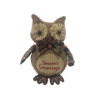 China Decorative Christmas Standing 26cm Owl Europe House Owl Plaid Figures Figurine for sale