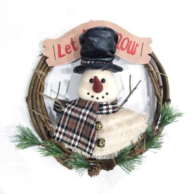 China Modern Luxury Christmas Family Decor Door Ornament Artificial Snowman Garlands for sale